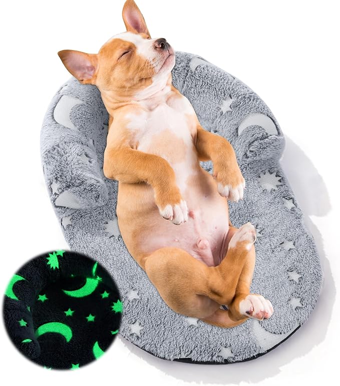 MABOZOO Dog Bolster Pillow, Glow in The Dark Dog Calming Pillow Dog Neck Pillow with Washable Cover, Dog Bed Pillow Pet Pillow for Large, Medium Dog & Cat (16 * 10 in)