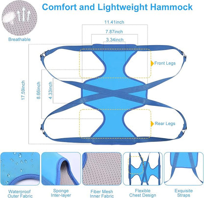 Dog Grooming Hammock, Pet Grooming Harness for Dogs&Cats, Multi Hammock Restraint Bag with Adjustable Grooming Loop/Stainless D-Hooks/Nail Clippers/Trimmer/Nail File for Pet Nail Trimming, Care (S)