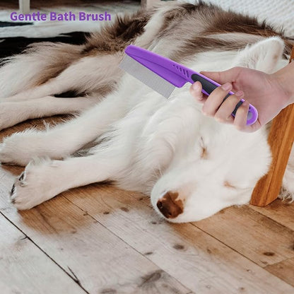 Dog Slicker Brush for Long Haired Dogs Doodle Brush for Dogs Large Dog Slicker Brush for Goldendoodles with Ergonomic Solid Wooden Handle Long Pin Grooming Brush for Dogs (Purple)