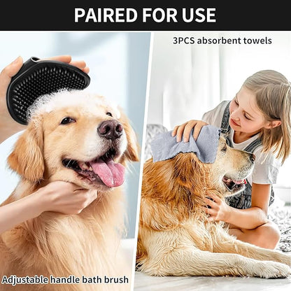 Dog Paw Cleaner for Dogs, (with 3Pcs Absorbent Towels & Adjustable Bath Brush) Dog Paw Washer, Pet Foot Cleaner (Black, Small)