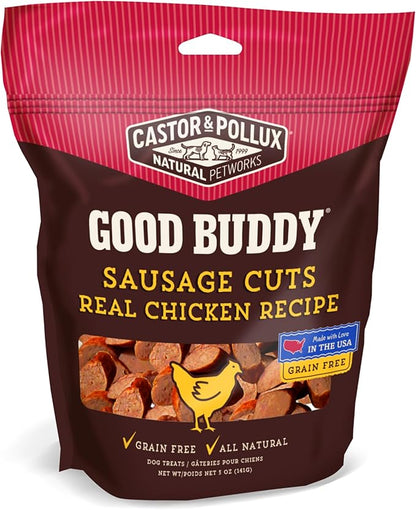 Castor & Pollux Good Buddy Sausage Cuts Real Chicken Recipe Grain Free Dog Treats, 5-oz bag