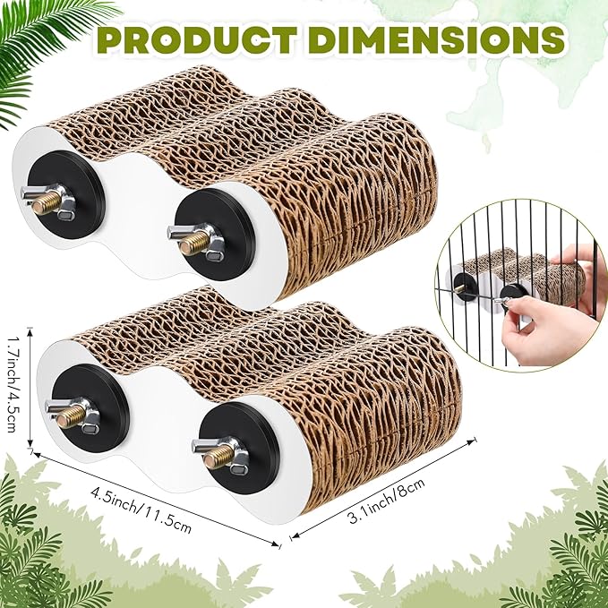 2-Piece Bird Platforms for Macaws, Small Parakeets, Conures, Budgies; Brown Corrugated Paper; Bird Perch, Chew Toy, & Playground