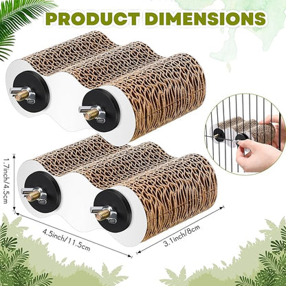 2-Piece Bird Platforms for Macaws, Small Parakeets, Conures, Budgies; Brown Corrugated Paper; Bird Perch, Chew Toy, & Playground