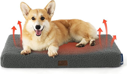 Bedsure Medium Dog Bed for Medium Dogs  Self Warming Orthopedic Dog Beds with Removable Washable Cover, Egg Crate Foam Pet Bed Mat, Ashen Grey