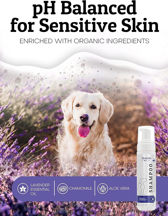 Pets Waterless No-Rinse Pet Shampoo | Soothing Hypoallergenic Gentle | time-Saving Stress-Free foaming Cleanser (1 8 fl oz Bottle Lavender)