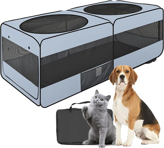 2-in-1 Dog Playpen, 73''Pop Up Cat Puppy Pet Playpen Indoor/Outdoor Cats Enclosed, Cat Dog Tent Crate Cage Kennel, Portable Playpen for Kitten, Small Animals Play Pen(No Divider, Unified Space)