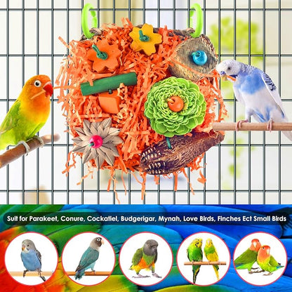 KATUMO Bird Toys, Conure Grass Mat Shredder Toys Parakeet Toys Parrot Foraging Toys for Cockatiel Conure Lovebird Parakeet Small to Medium Birds