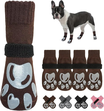 BEAUTYZOO Dog Socks, Non Slip Dog Socks to Prevent Licking Paws -Dog Shoes for Hot/Cold Pavement, Dog Boots & Paw Protectors, Dog Booties for Hardwood Floors, Small Medium Large Senior Dogs