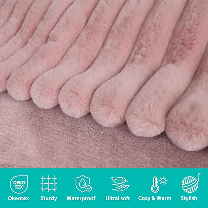 Waterproof Dog Blanket, Luxury Plush Washable Large Dogs Blankets for Couch Protection, Super Soft Calmingm Pet Blanket for Indoors (Pink, 40"x50")