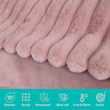 Waterproof Dog Blanket, Luxury Plush Washable Large Dogs Blankets for Couch Protection, Super Soft Calmingm Pet Blanket for Indoors (Pink, 40"x50")