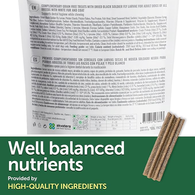 Nature's Protection Dental Chews for Dogs - Grain Free Dental Sticks - Natural Dog Breath Freshener Treats for Small & Large Breed Adult Dogs (Superior Care - Insects, 5.29 oz)