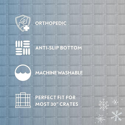 Paw Inspired Cooling Orthopedic Crate Pad for Dogs, Washable Memory Foam Dog Cooling Mat (29x18 Inch Small Size for 30 Inch Kennel, Gray)