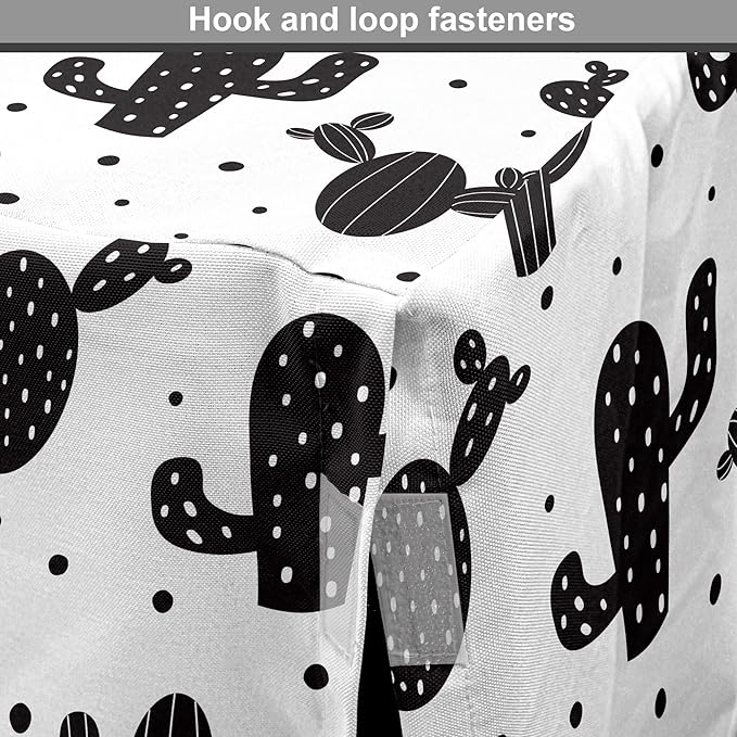 Ambesonne Cactus Dog Crate Cover, Monochrome Saguaro Succulent Botanical Continuous Pattern Plain Background, Easy to Use Pet Kennel Cover for Medium Large Dogs, 48 Inch, Charcoal Grey