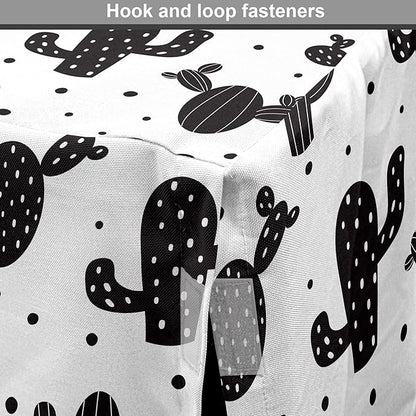 Ambesonne Cactus Dog Crate Cover, Monochrome Saguaro Succulent Botanical Continuous Pattern Plain Background, Easy to Use Pet Kennel Cover for Cats & Medium Dogs, 30 Inch, Charcoal Grey