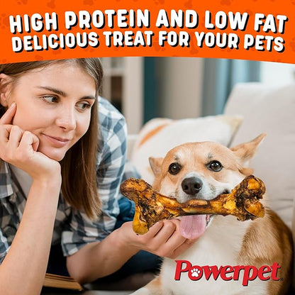 Powerpet Jr. Mammoth Bone - Halloween Dog Treats, Natural Beef Dog Chew Bones, Digestible Dog Bones w/High Calcium, for Dental Health, Large Breeds & Aggressive Chewers - Odorless, Smoked Flavor 1pc