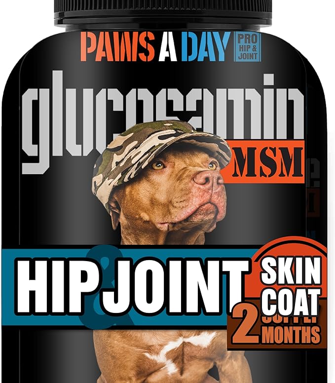 Glucosamine for Dogs Hip & Joint Supplement  _wo-in-One Combo Dog Joint Care and Improved Skin & Coat with Chondroitin, MSM, Omega 3, Collagen & Biotin, 60 Chewable Tablets