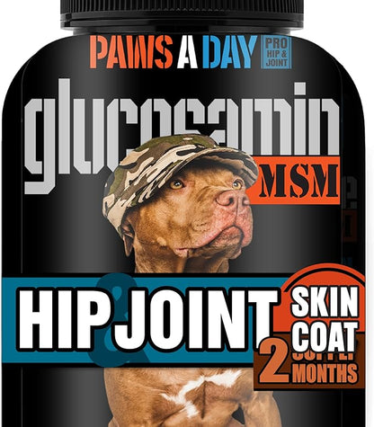 Glucosamine for Dogs Hip & Joint Supplement  _wo-in-One Combo Dog Joint Care and Improved Skin & Coat with Chondroitin, MSM, Omega 3, Collagen & Biotin, 60 Chewable Tablets
