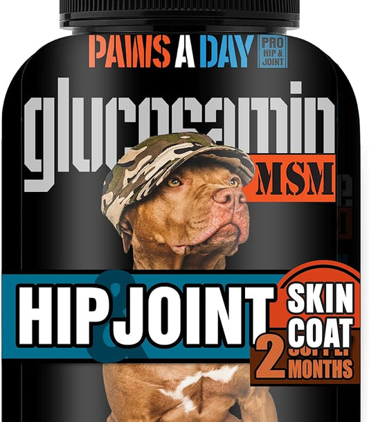Glucosamine for Dogs Hip & Joint Supplement  _wo-in-One Combo Dog Joint Care and Improved Skin & Coat with Chondroitin, MSM, Omega 3, Collagen & Biotin, 60 Chewable Tablets