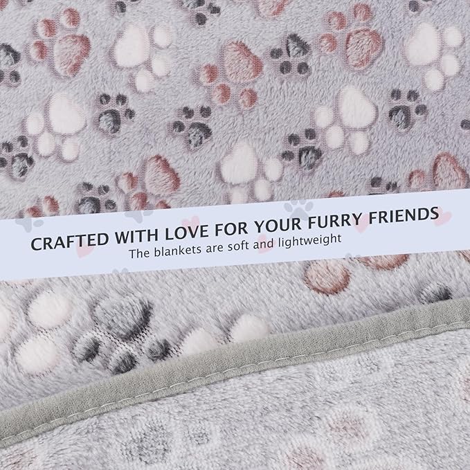 BVAGSS 6 Pack Small Dog Blanket, Super Soft Warm Pet Cover Blankets, Paw Print Puppy Fleece Flannel Blanket for Small Medium Dogs and Cats MW003