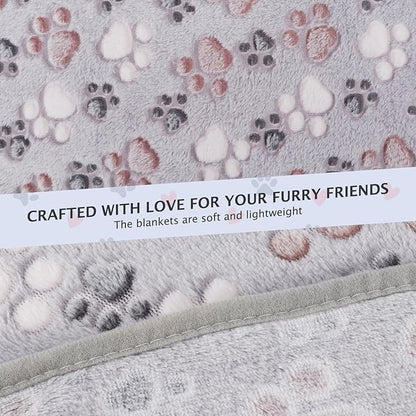 BVAGSS 6 Pack Small Dog Blanket, Super Soft Warm Pet Cover Blankets, Paw Print Puppy Fleece Flannel Blanket for Small Medium Dogs and Cats MW003