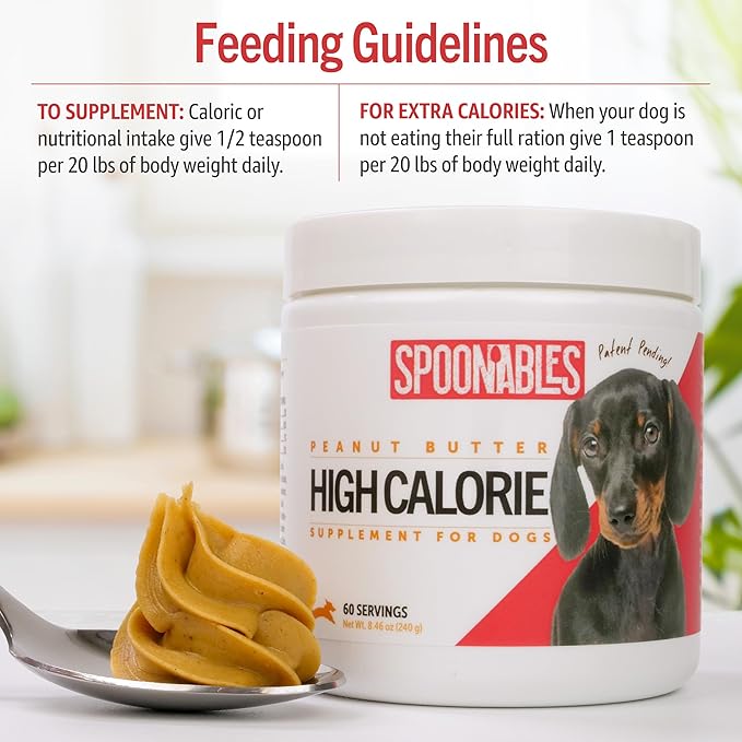 Dog Peanut Butter - Appetite Booster with Multivitamins for Dogs - Energy Supplement for High Energy Dog Activities - Dog Food Toppers for Picky Eaters - High Calorie (8.46oz)
