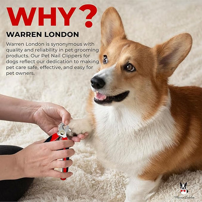 Warren London Dog Nail Clippers  Strong Enough for All Dog Sizes | Stainless Steel Blade | Ergonomic Grip | Nail Safety Guard | Professional Grooming Tool