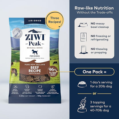 ZIWI Peak Air-Dried Dog Food  Beef - All Natural, High Protein, Grain Free, Limited Ingredient w/Superfoods (3.5oz)