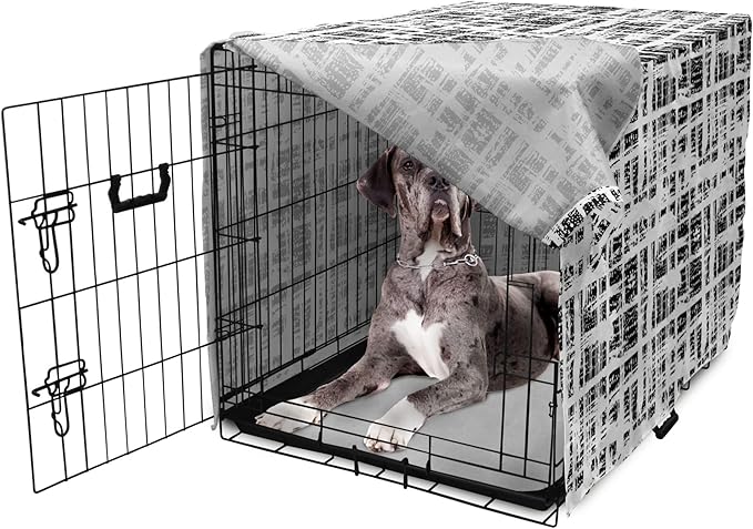 Ambesonne Black and White Dog Crate Cover, Watercolor Stained Pattern Tie Dye Digital Print Shibori Inspired Hippie, Easy to Use Pet Kennel Cover for Medium Large Dogs, 48 Inch, White Black