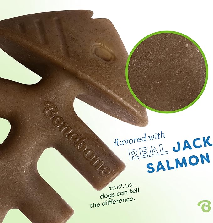 Benebone Tiny 2-Pack Fishbone Durable Dog Chew Toys, Real Fish Flavor, Made in USA