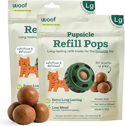 WOOF Pupsicle Refill Pops, Delicious Long Lasting Dog Treats, Pre-Made Pupsicle Refills for Dogs, Wholesome Ingredients, Low-Mess Chicken Pet Treats - Large Pops - 7 Count - 2 Pack