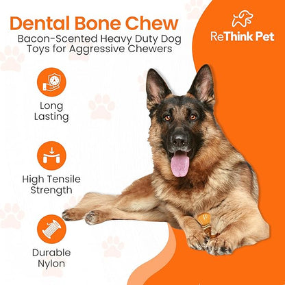Dental Munch Boomerang Pet Toy, Bacon Scented Nylon Dog Bones, Savor Stimulating Dog Chew Toys, Long-Lasting and Durable Dog Toys for Boredom