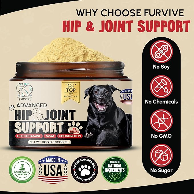 Veterinary Grade Hip and Joint Supplement for Dogs – 40 Scoops Ultimate Strength Dog Supplements for Advanced Mobility, Joint Comfort, Cartilage Health, Flexibility – Liver Flavored