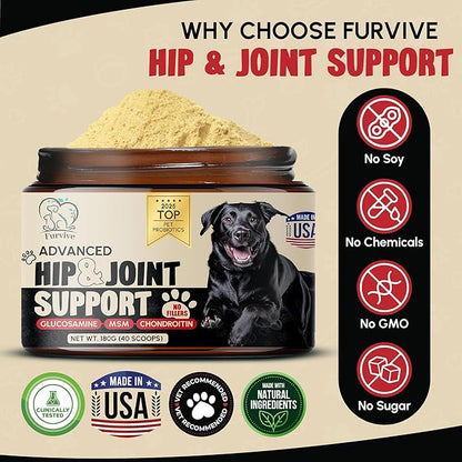 Veterinary Grade Hip and Joint Supplement for Dogs – 40 Scoops Ultimate Strength Dog Supplements for Advanced Mobility, Joint Comfort, Cartilage Health, Flexibility – Liver Flavored