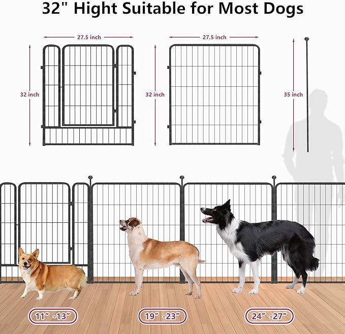 Dog Playpen 32" Height 24 Panels Portable Dog Fence Outdoor for Yard Puppy Playpen Indoor Dog Pen Outdoor for Medium/Small Dogs, Heavy Duty Pet Playpen Dog Kennel for RV, Camping, Yard