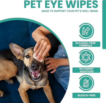 Dog Eye Wipes – 120 Pcs Soft Eye Wipes for Dogs and Cats – Natural Extracts Eye Care Balm for Pets – Easy to Use Dog Eye Wipes Tear Stain Remover for Sensitive Eyes – Hydrating Formula