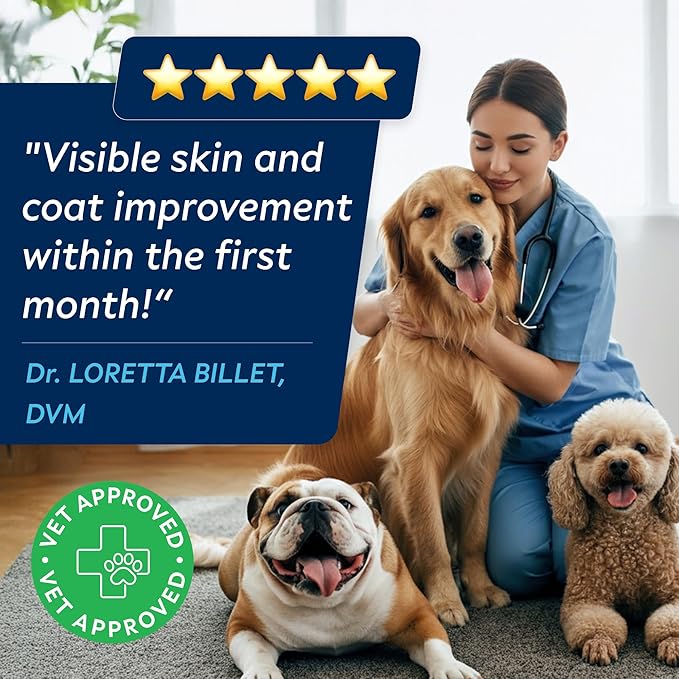 STRELLALAB Omega 3 for Dogs - (360Ct) Fish Oil Treats - Allergy & Itch Relief Skin&Coat Supplement - Dry Itchy Skin, Shedding, Hot Spots Treatment, Anti Itch - Pet Salmon Oil Chews - Chicken Liver