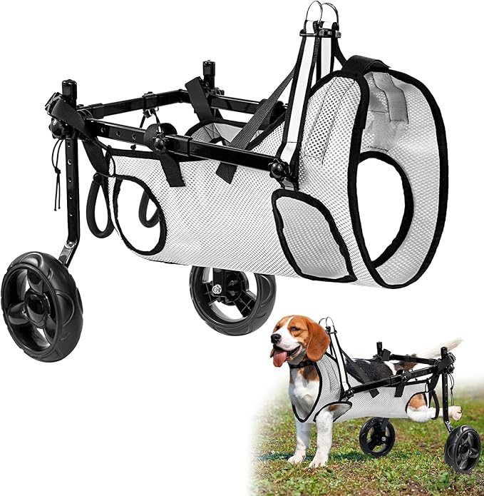 Dog Wheelchair for Back Legs, Wheelchair for Small & Medium Dog, Dog Wheelchair Cart, Doggy Wheelchair with Disabled Hind Legs, Walking Mobility Aids for Small Pet, Hind Limbs Dog Cart with Wheels