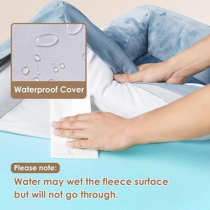 EHEYCIGA Orthopedic XL Dog Beds, Waterproof Memory Foam Dog Bed for Extra Large Dogs, Non-Slip Bottom and Egg-Crate Foam Big Dog Couch Bed with Washable Removable Cover, Washed Blue