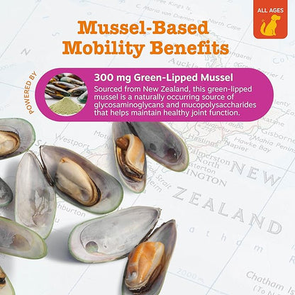 Zesty Paws Mussel Mobility Bites for Dogs - New Zealand Green Lipped Mussel with Natural Glucosamine & Chondroitin + Omega-3 Fatty Acids - Hip & Joint Support Supplement Soft Chews – 90 Count