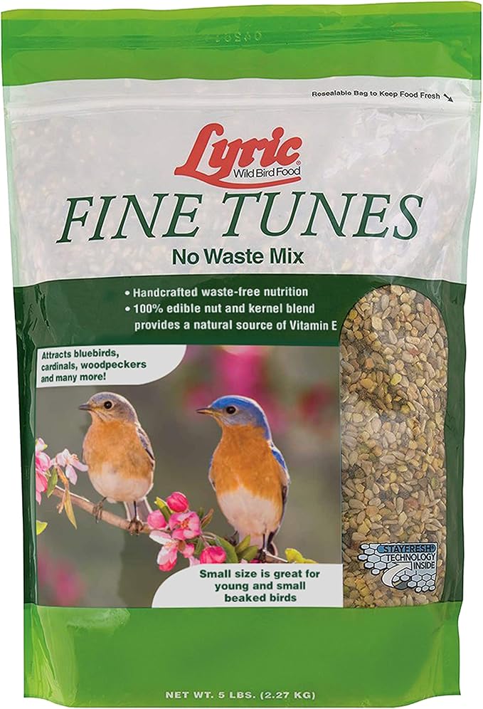 Lyric Fine Tunes No Waste Bird Seed 5 lb. Bag and Lyric Finch Small Songbird Wild Bird Food 5 lb. Bag for Outdoor Bird Feeders