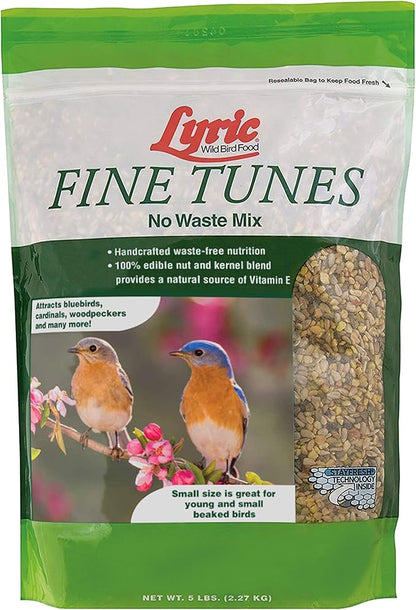 Lyric Fine Tunes No Waste Bird Seed 5 lb. Bag and Lyric Finch Small Songbird Wild Bird Food 5 lb. Bag for Outdoor Bird Feeders