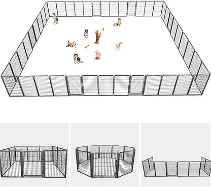 Dog Playpen with Extra Large Door Dog Fence Outdoor for Yard Indoor Dog Pen 40inch 38 Panels Dog Pens Outside Anti-Rust Pet Fence Portable Dog Fence for RV Camping Yard