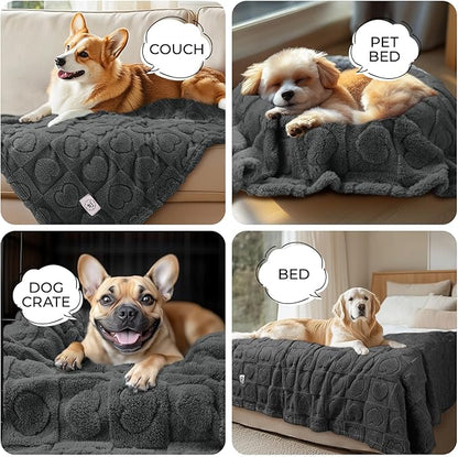 Luciphia Small Dog Blanket Washable Pet Bed Cover Soft Fluffy Puppy Blanket with Premium Fleece Cozy Calming Cat Blankets for Indoor Cats Grey 30x20 inch