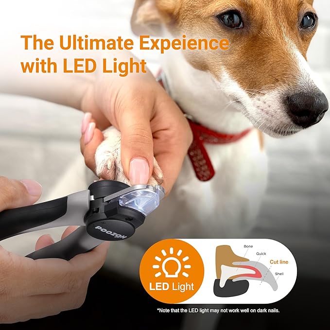 Dog Nail Clipper with Light, Illuminates Nail Clipper Kit or Bloodline for Safe, Easy Trimmers, Extra Sharp for Thick Nails, Quick Sensor, Avoid Over Cutting Toenail, for Cats & Dogs