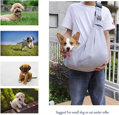 Dog Slings for Small Dogs,Adjustable Puppy Cat Sling Mesh Hands Free Chest Bag Escape Proof for Small Pet 10lbs Daily Walk,Outdoor Activity (Grey)