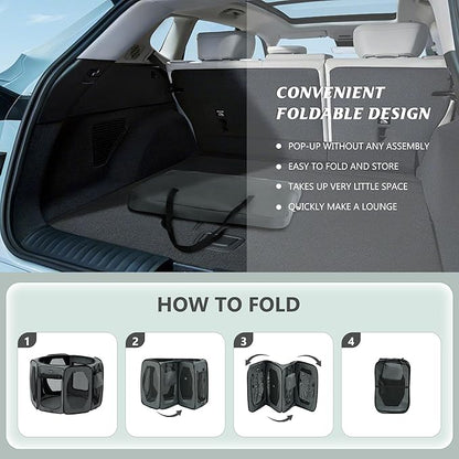 Dog Playpen, Cat Dog Crate Portable Pet Exercise Cage Kennel House Puppy Playpen Animal Playpen Indoor/Outdoor, Water-Resistant Kennel Tent with Traveling Bag (Grey, Medium)