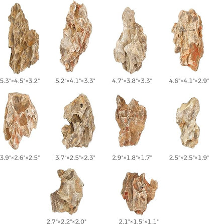 2-4 Inches Natural Dragon Stone 10 PCS Aquarium Rocks for Aquascaping, Aquarium Landscaping, Terrariums, Fish Tank Decoration, Vivariums, Paludarium, Reptile and Amphibian Enclosures