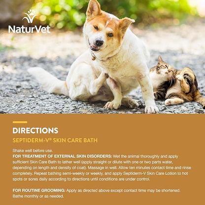 NaturVet Septiderm-V Skin Care Bath Wash for Dogs & Cats – Pet Health Supplement for Dermatitis, Dog Skin Allergies, Itching, Hot Spots – Pet Shampoo, Grooming Aid – 8 Oz.