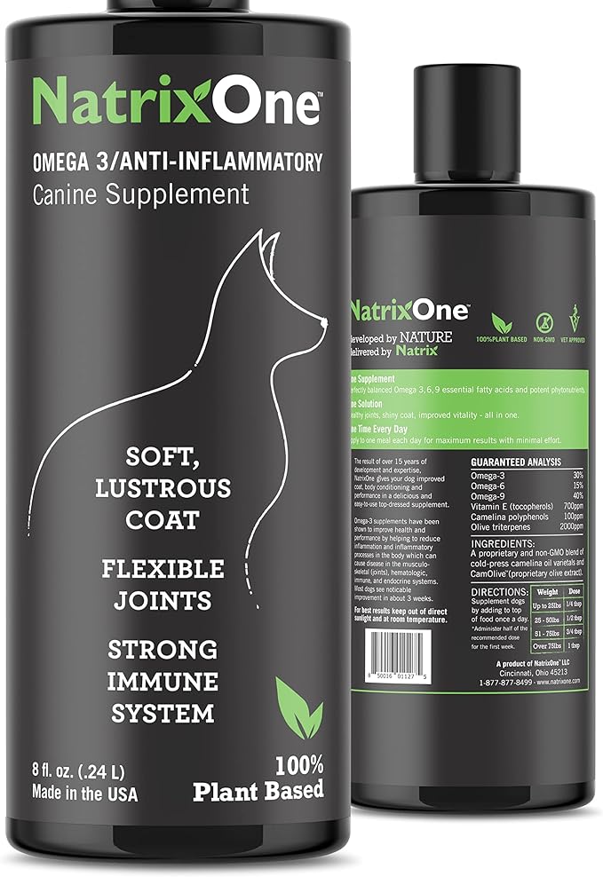 100% Pure Camelina Oil for Dogs, 8 oz - Dog Skin and Coat Supplement All-Natural Supplements, Support Hearts, Joints, Coats, Skin and Anti-inflammatory, Protective Care - Omega 3 by NatrixOne