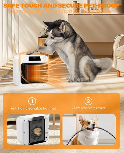 Dog House Heater With Thermostat,Heated Dog House With 6FT Anti Chew Cord and 2 Heating Mode (300/600W), Safe Pet House Heater for Dogs Chicken Coops Rabbits